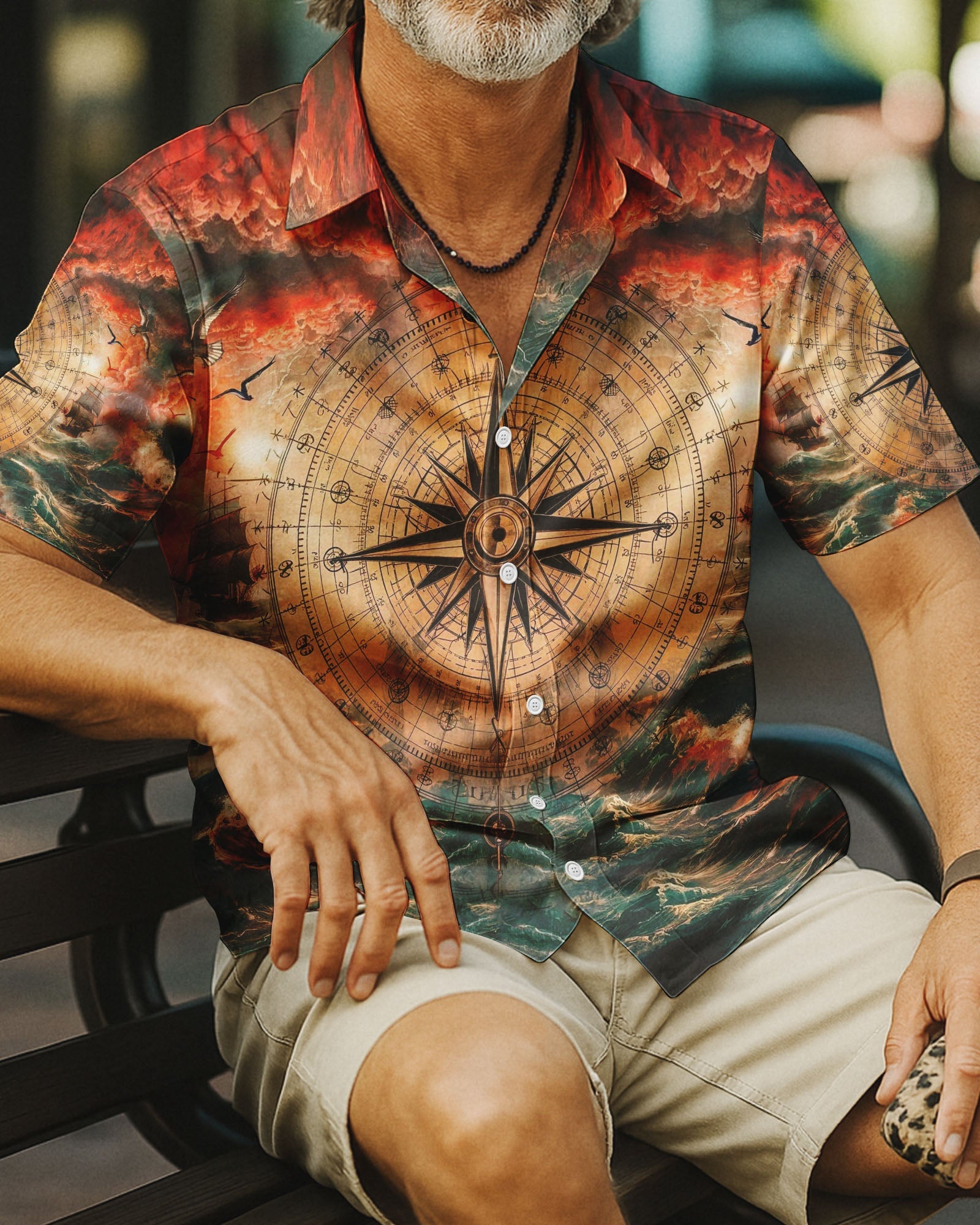 BLISSCORNERS COMPASS OCEAN HAWAIIAN SHIRT