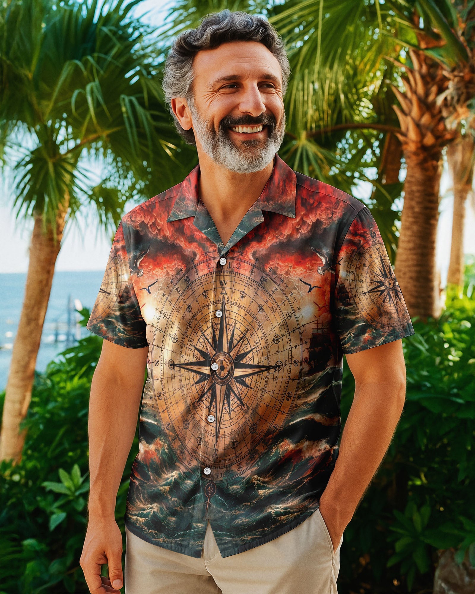 BLISSCORNERS COMPASS OCEAN HAWAIIAN SHIRT