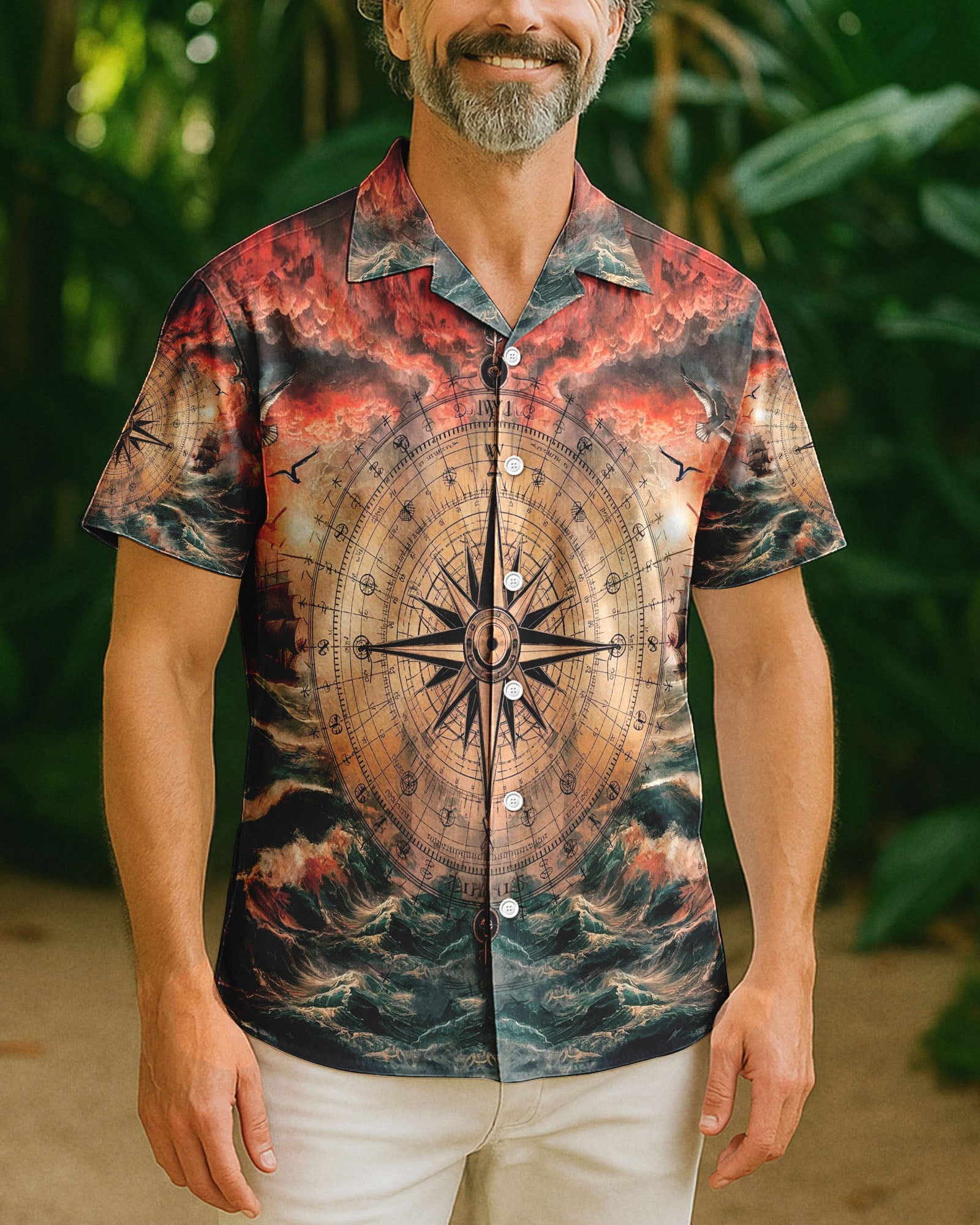 BLISSCORNERS COMPASS OCEAN HAWAIIAN SHIRT