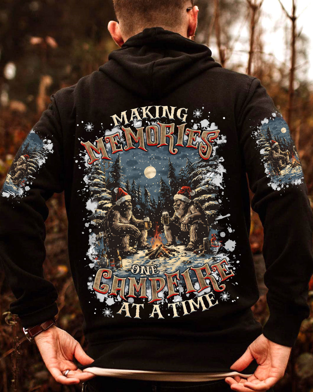 BLISSCORNERS MAKING MEMORIES ONE CAMPFIRE AT A TIME BIGFOOT CHRISTMAS ALL OVER PRINT