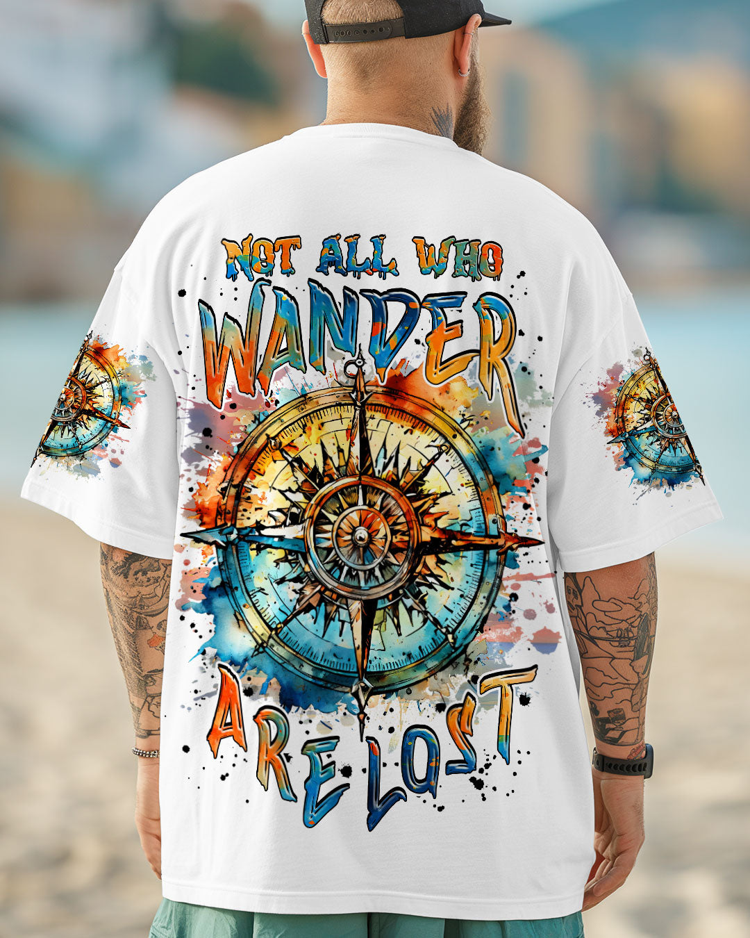 BLISSCORNERS NOT ALL WHO WANDER ARE LOST COMPASS ALL OVER PRINT