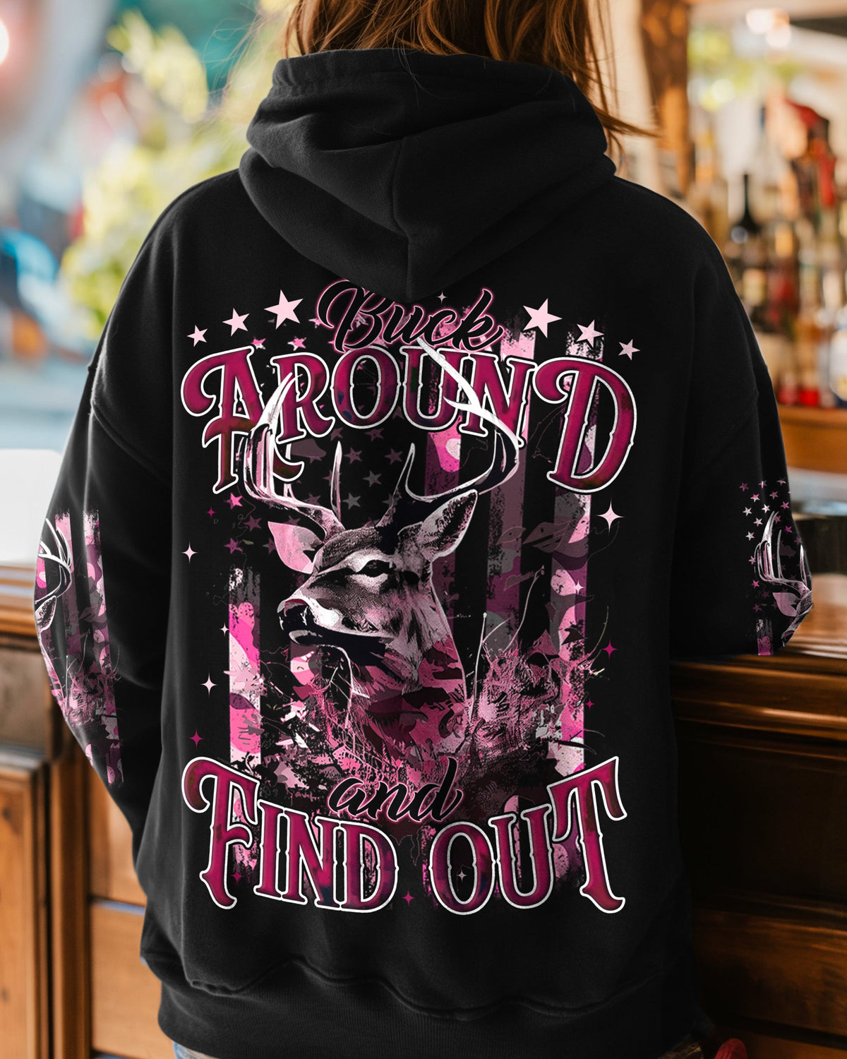 BLISSCORNERS BUCK AROUND AND FIND OUT DEER HUNTING ALL OVER PRINT