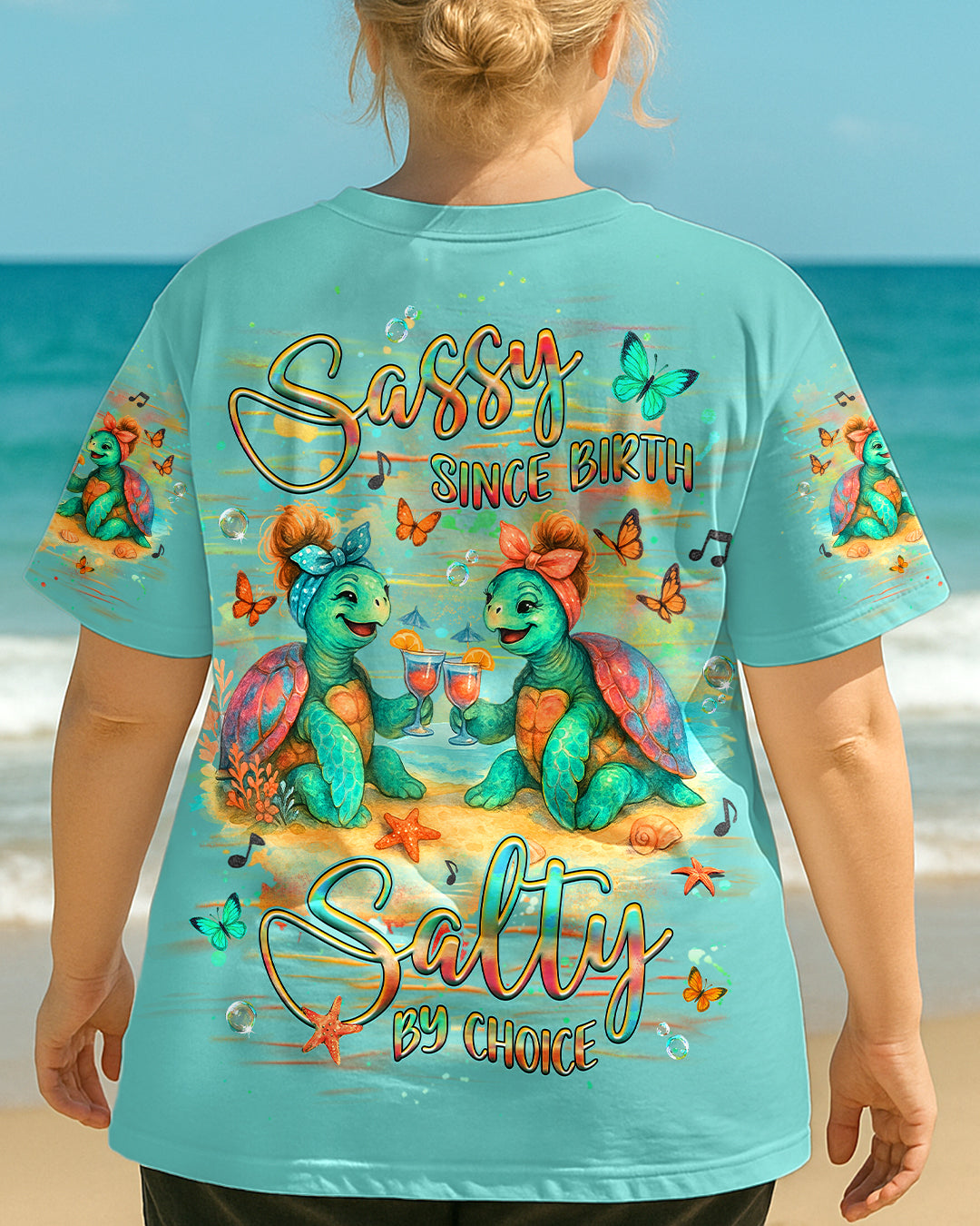 BLISSCORNERS SASSY SINCE BIRTH SALTY BY CHOICE TURTLE ALL OVER PRINT
