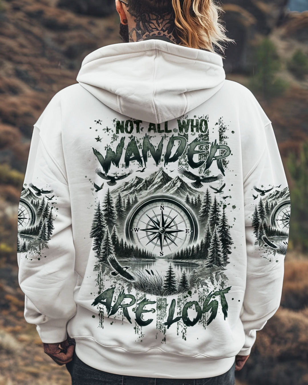 BLISSCORNERS NOT ALL WHO WANDER ARE LOST COMPASS ALL OVER PRINT