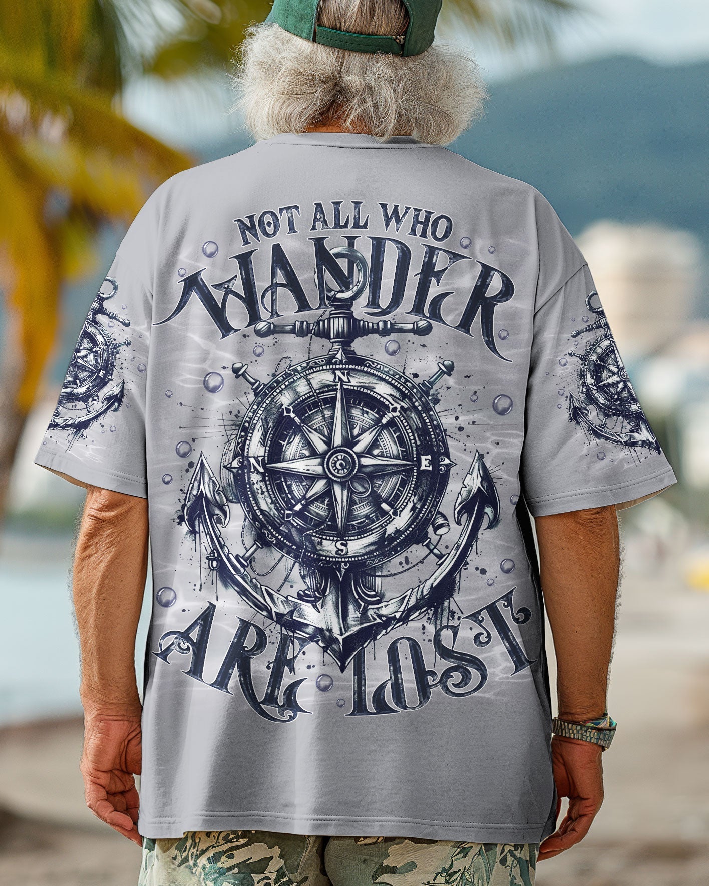 BLISSCORNERS NOT ALL WHO WANDER ARE LOST COMPASS ANCHOR ALL OVER PRINT