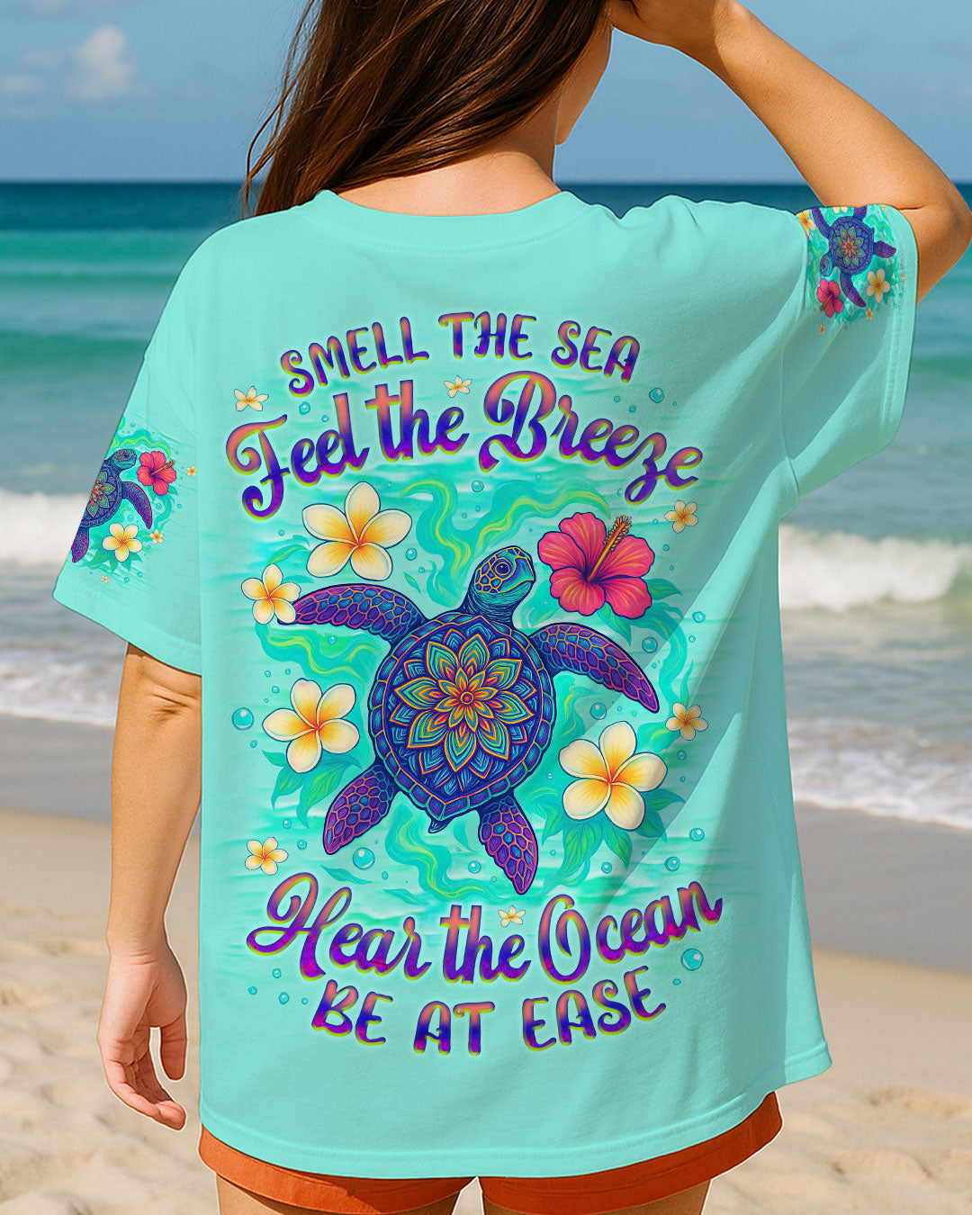 BLISSCORNERS SMELL THE SEA FEEL THE BREEZE TURTLE ALL OVER PRINT