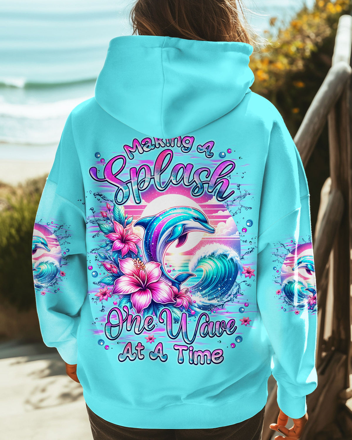 BLISSCORNERS MAKING A SPLASH ONE WAVE AT A TIME DOLPHIN ALL OVER PRINT