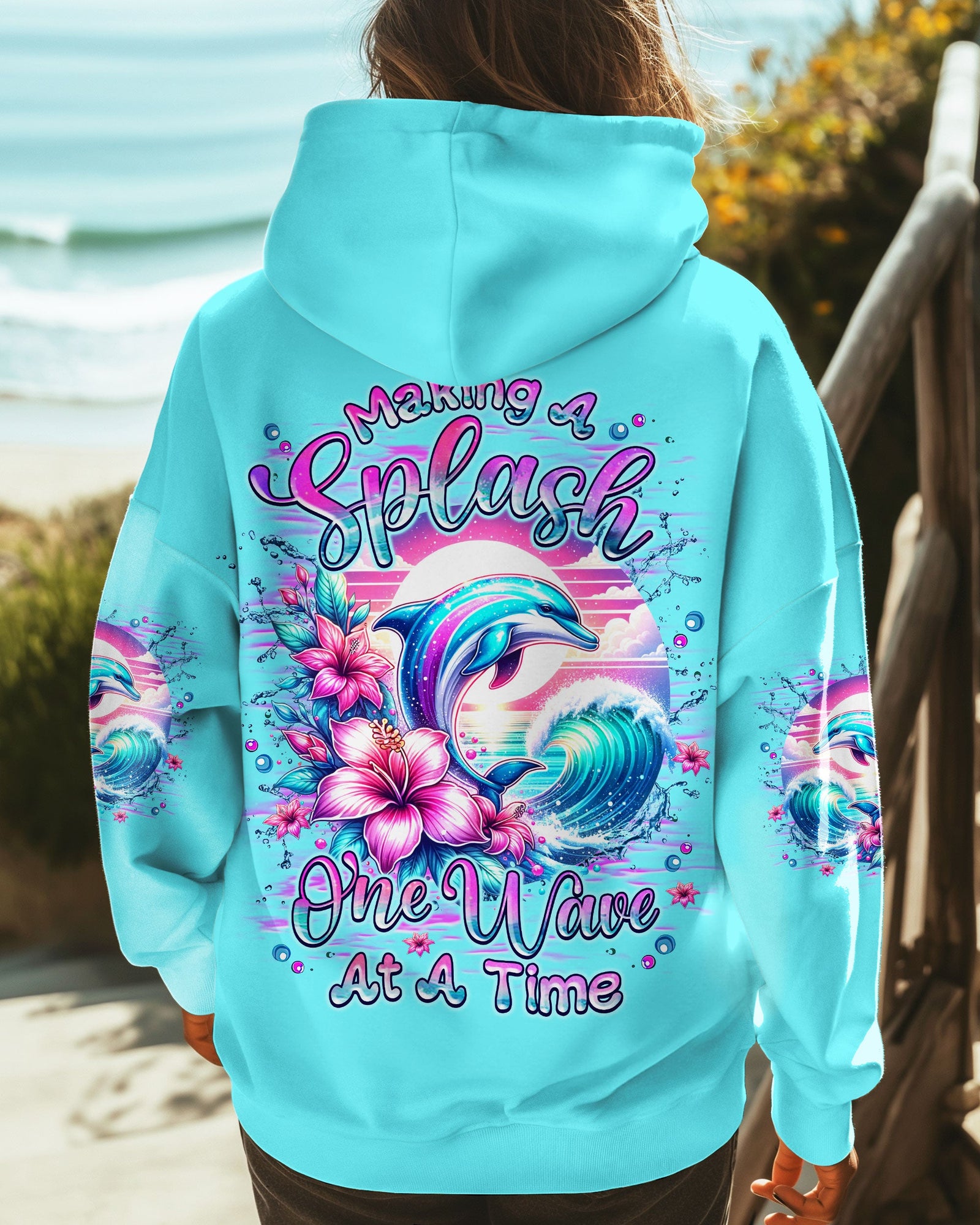 BLISSCORNERS MAKING A SPLASH ONE WAVE AT A TIME DOLPHIN ALL OVER PRINT