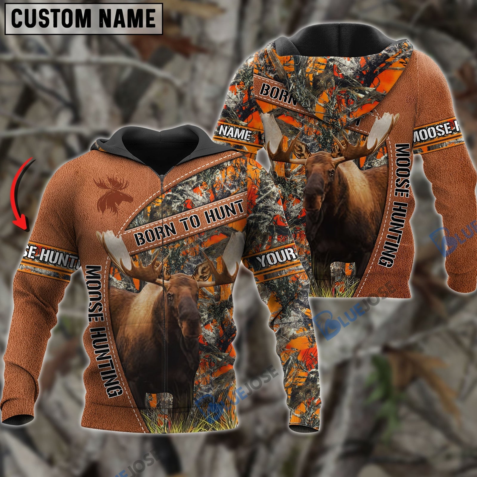 Blisscorners Personalized Name Born To Hunt Moose Hunting 3D Shirt