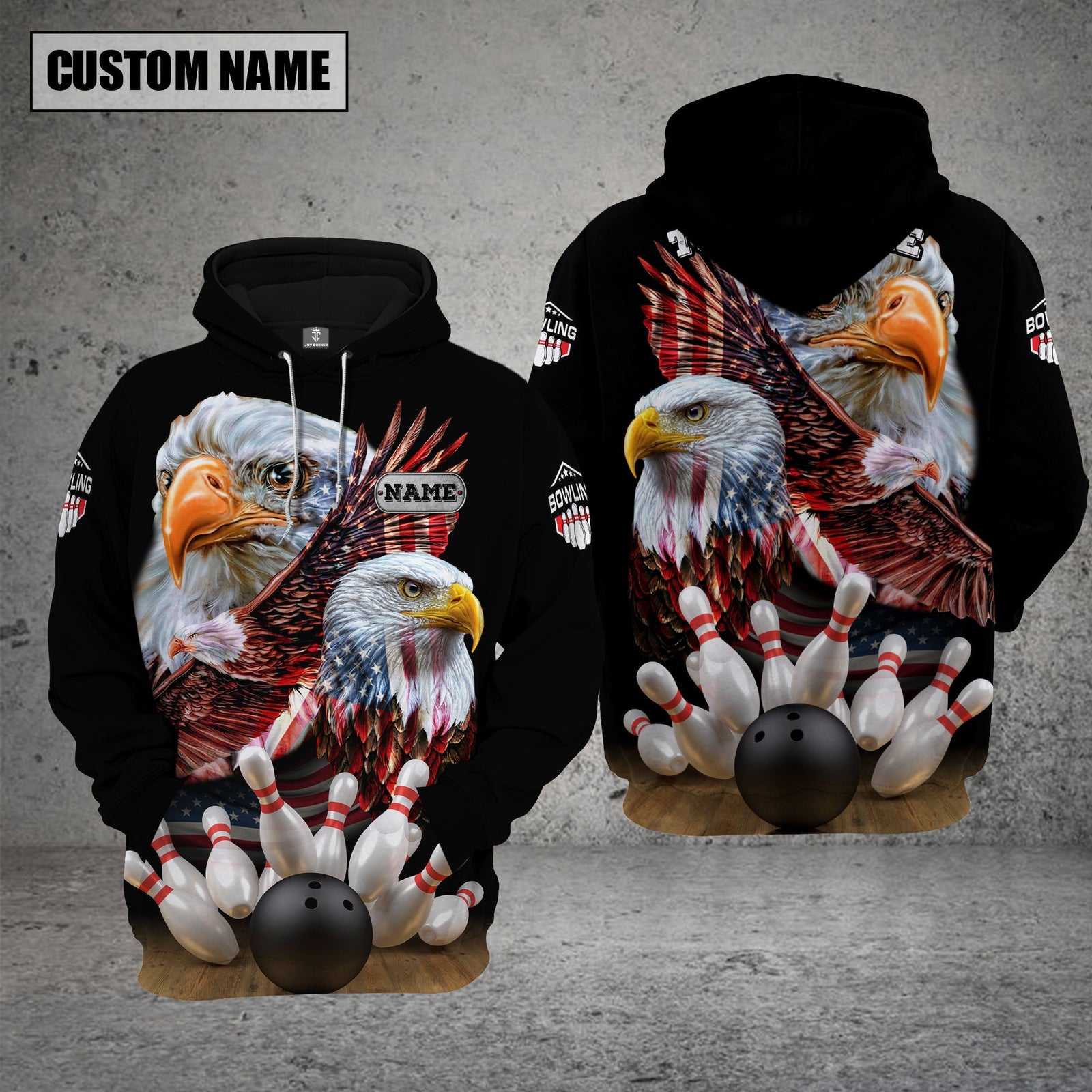 Blisscorners Bowling And Pins American Eagles Pride Customized Name And Team Name 3D Shirt
