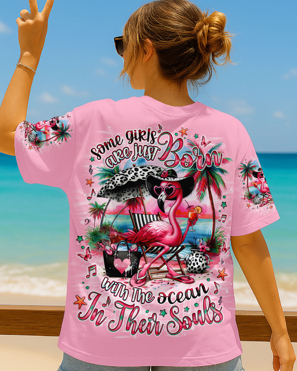 BLISSCORNERS SOME GIRLS ARE JUST BORN FLAMINGO ALL OVER PRINT