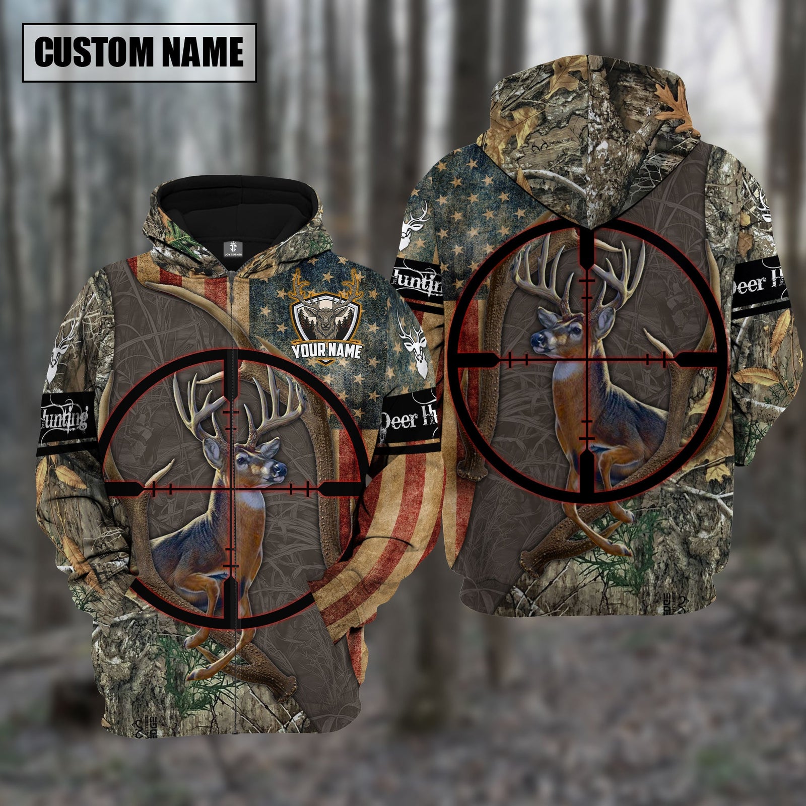 Blisscorners Custom Name Hunting Deer Gray Camo Shirt 3D All Over Printed Clothes