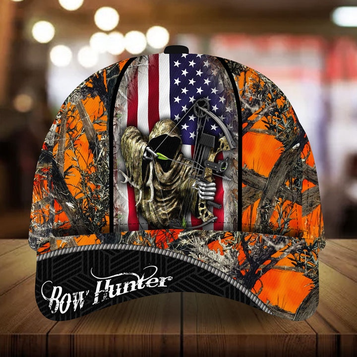 Blisscorners American Flag Bow Hunter Deer Hunting Camo Pattern 3D Multicolor Personalized Cap