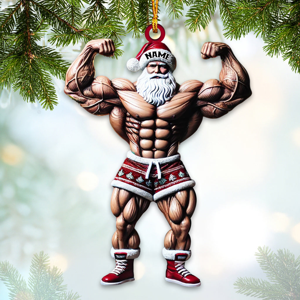 Blisscorners Custom Name Work Out Santa Ornament, Gymnastics Christmas Gift2D Flat LM2211