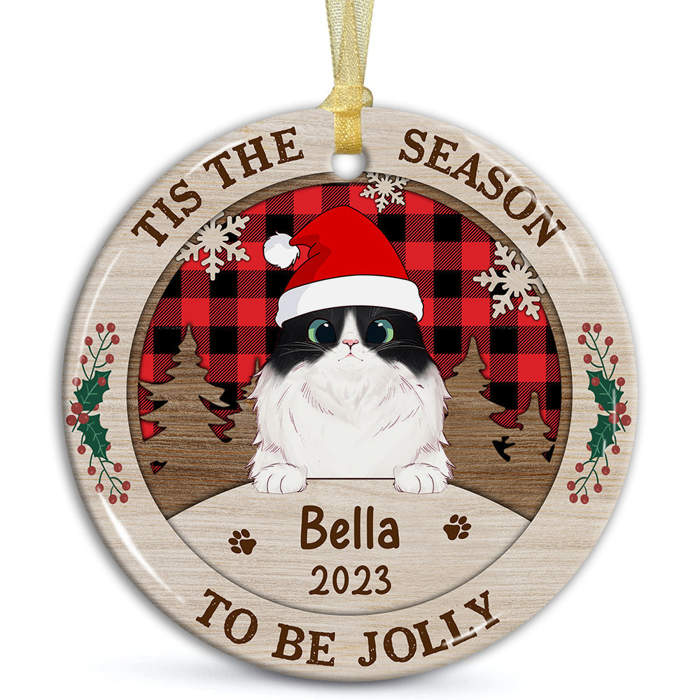 Blisscorners Tis The Season To Be Jolly - Personalized Christmas Ceramic Ornament - Gift For Pet Lover2D Flat LM2111