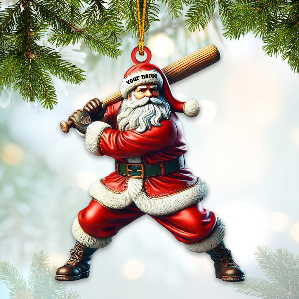 Blisscorners Custom Name Baseball Santa Ornament, Baseball Christmas Gift2D Flat LM2211