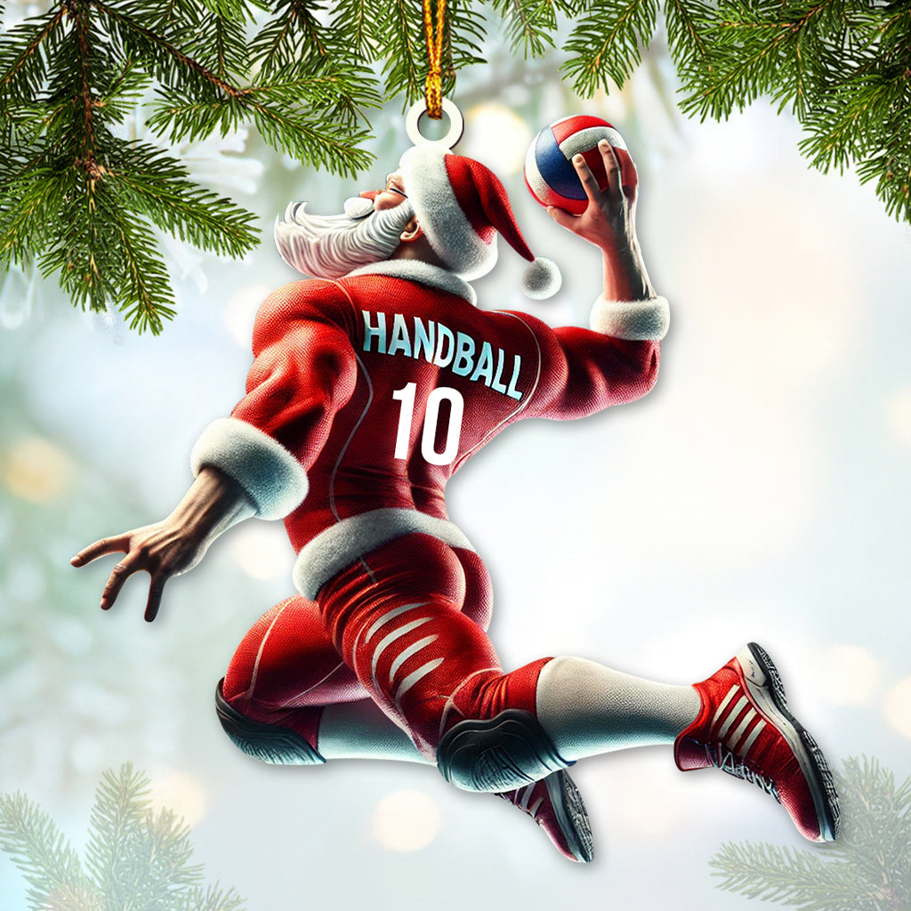 Blisscorners Custom Number Handball Santa Ornament, Christmas Gift for Handball Lover32D Flat LM2211