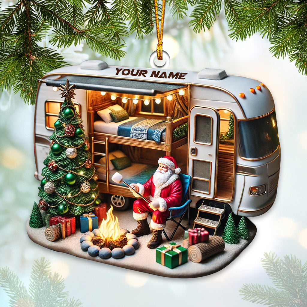 Blisscorners Santa Trailer Christmas Ornament, Personalized Ornament2D Flat LM2211