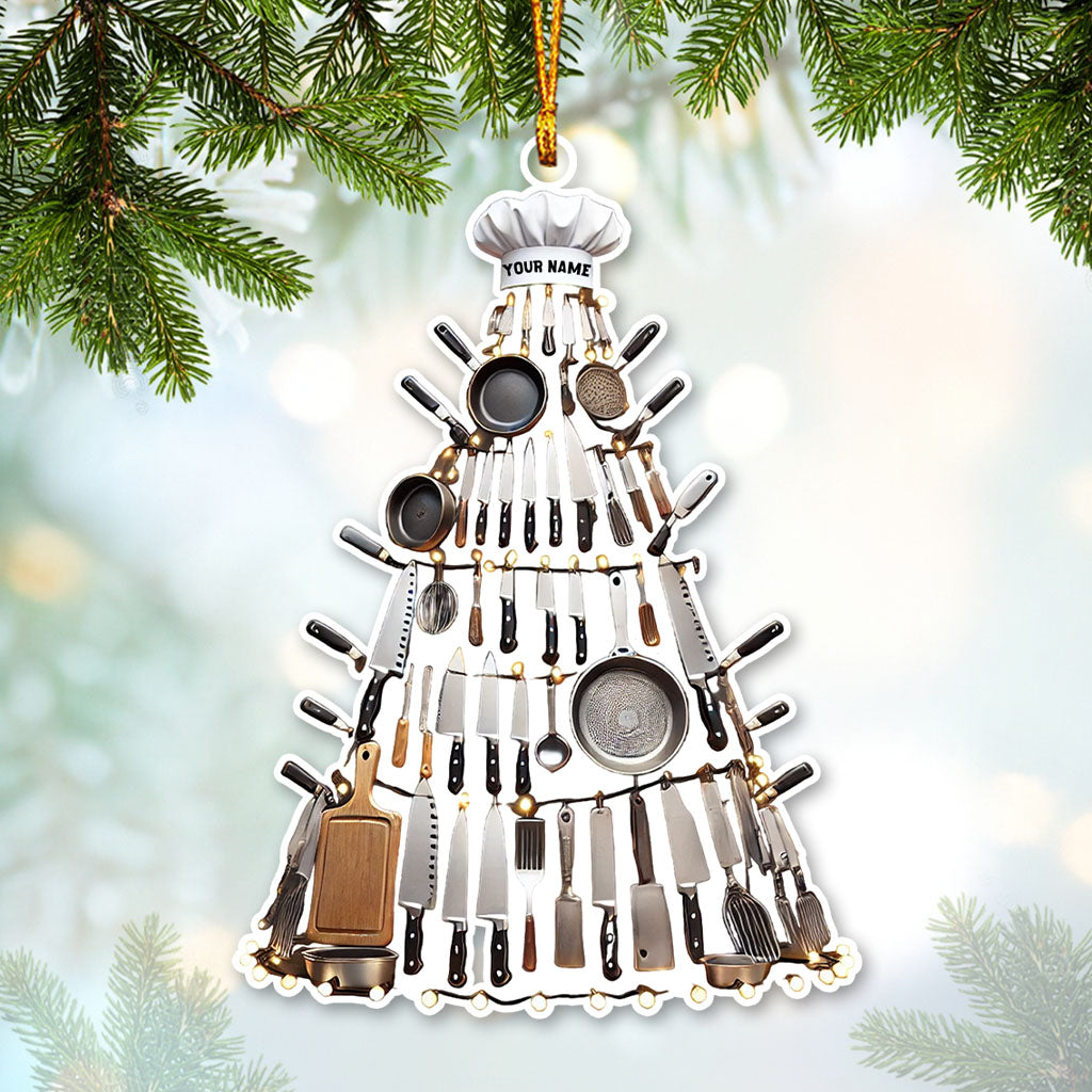 Blisscorners Custom Name Ornament, Kitchen Noel Tree2D Flat LM2211