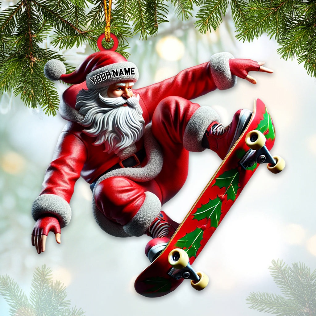 Blisscorners Custom Name Skating Santa Ornament, Skateboarding Ornament, Skating Lover Christmas Gift2D Flat LM2211