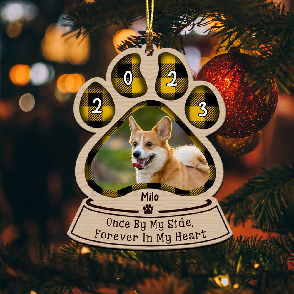 Blisscorners One By My Side Forever In My Heart, Custom Photo And Name - Personalized Custom Shaped Wooden Ornament - Christmas Gift2D Flat LM2111
