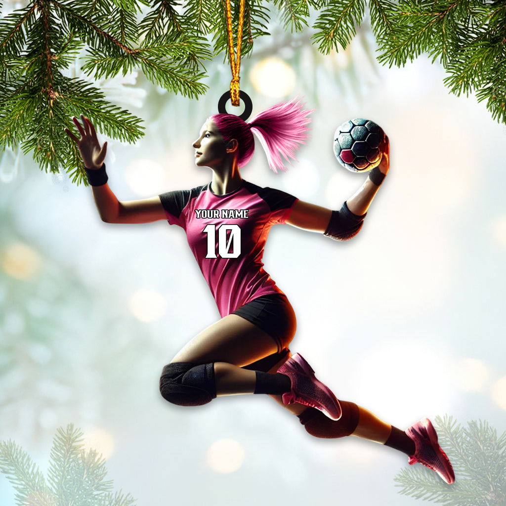 Blisscorners Custom Name and Number Woman Handball Ornament, Christmas Gift Decoration2D Flat LM2111