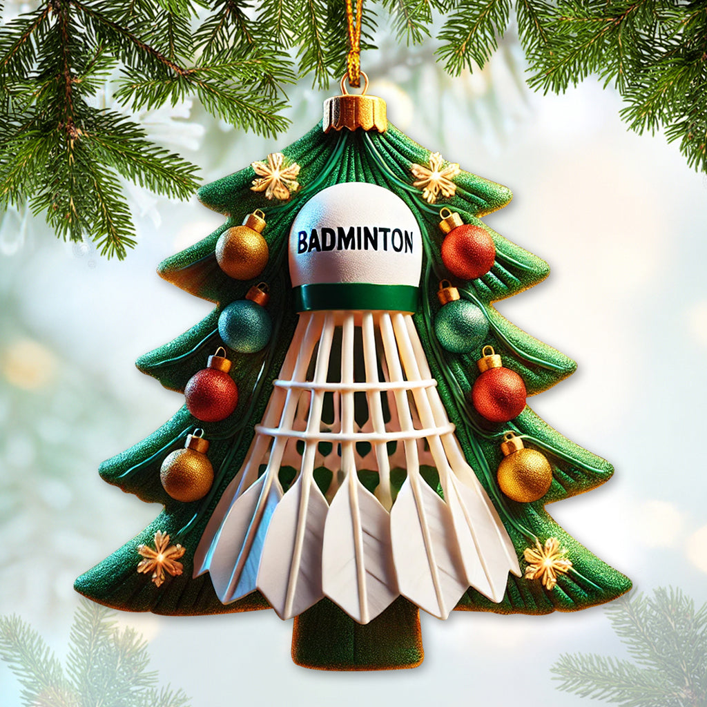 Blisscorners Custom Name Ornament, Badminton Christmas Tree2D Flat LM2211