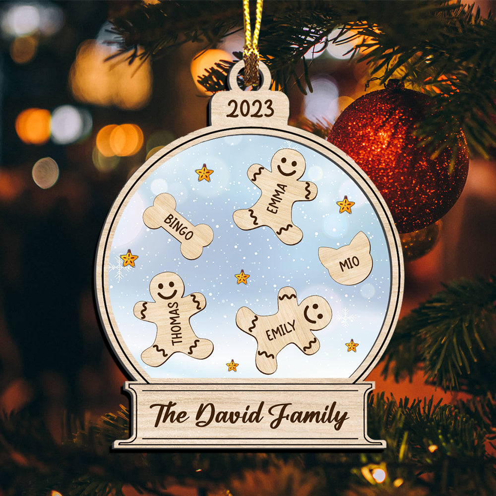 Blisscorners Family Human With Pet - Custom Icon And Name, Personalized Acrylic Ornament - Gift For Christmas, Family Gift2D Flat LM2111