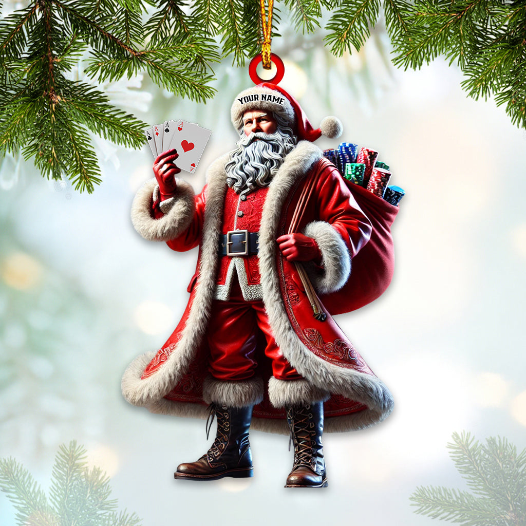 Blisscorners Santa Poker Christmas Home Decor Christmas Ornament, Personalized Ornament2D Flat LM2211