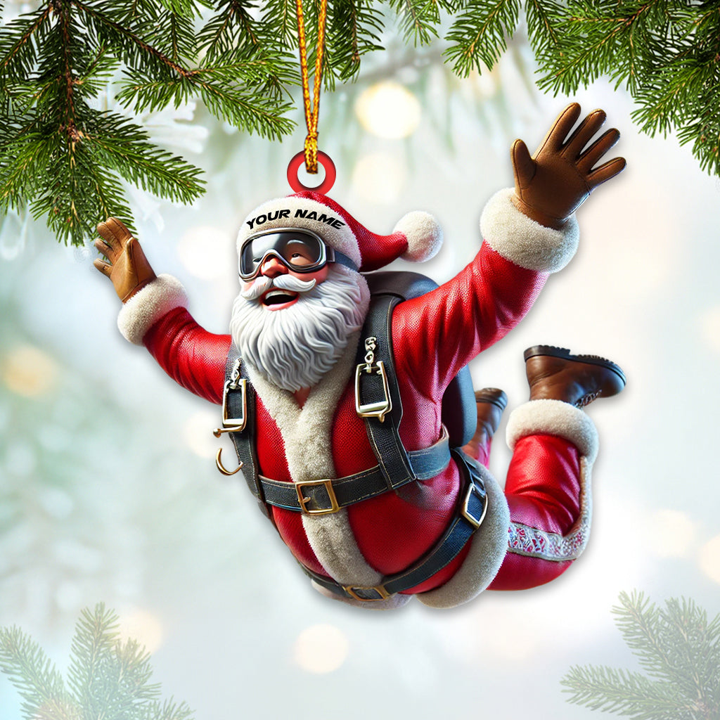 Blisscorners Santa Skydiving Christmas Ornament, Personalized Ornament2D Flat LM2211