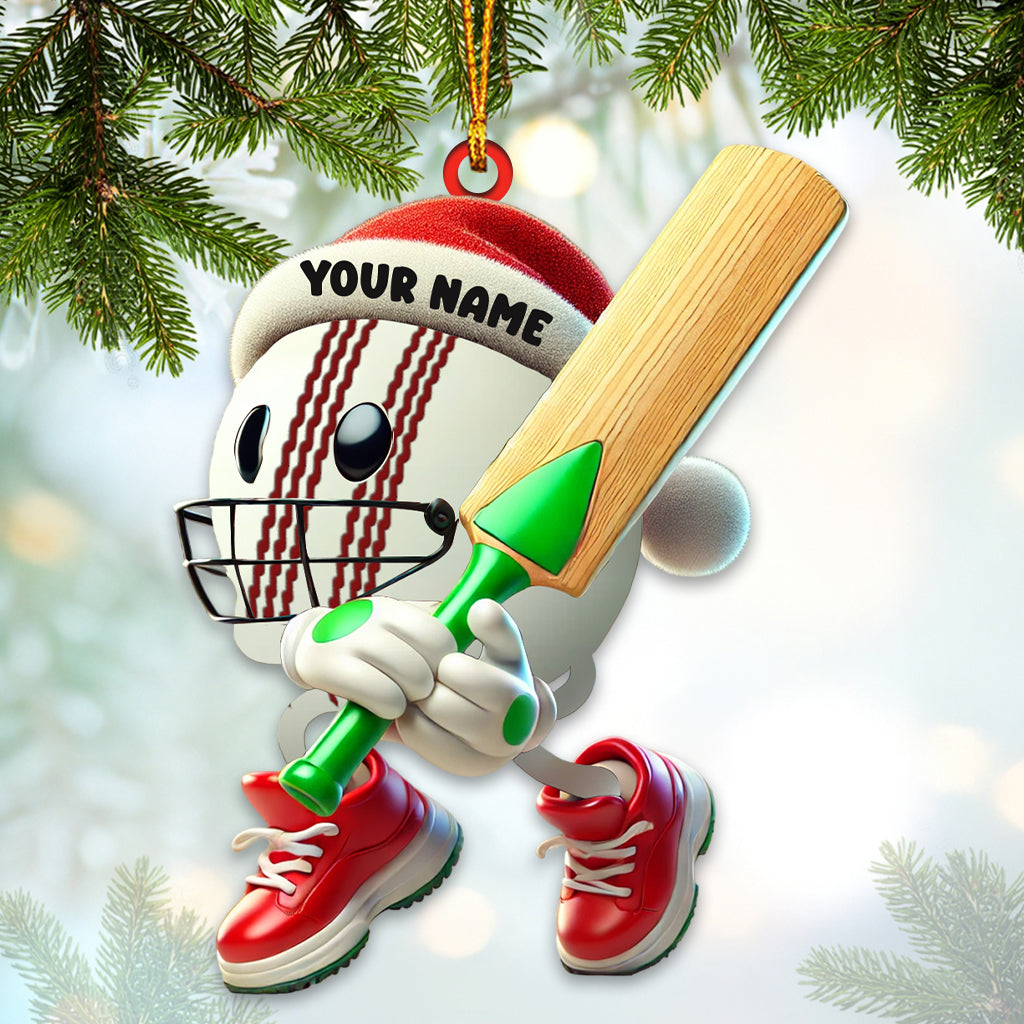 Blisscorners Christmas Cricket Ball Ornament, Personalized Ornament2D Flat LM2211