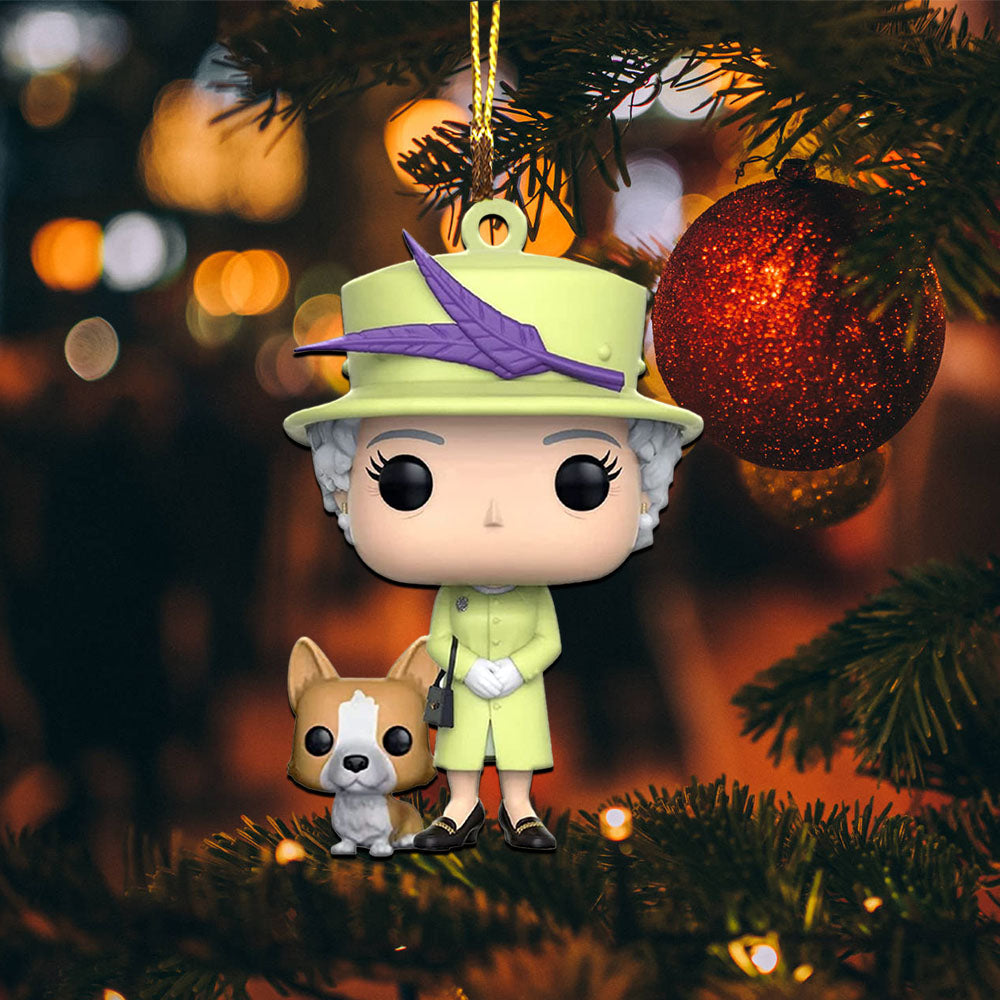 Blisscorners Queen Elizabeth II with Corgi - Christmas Ornament - Gift For Christmas, Gift For Family Decor2D Flat LM2111