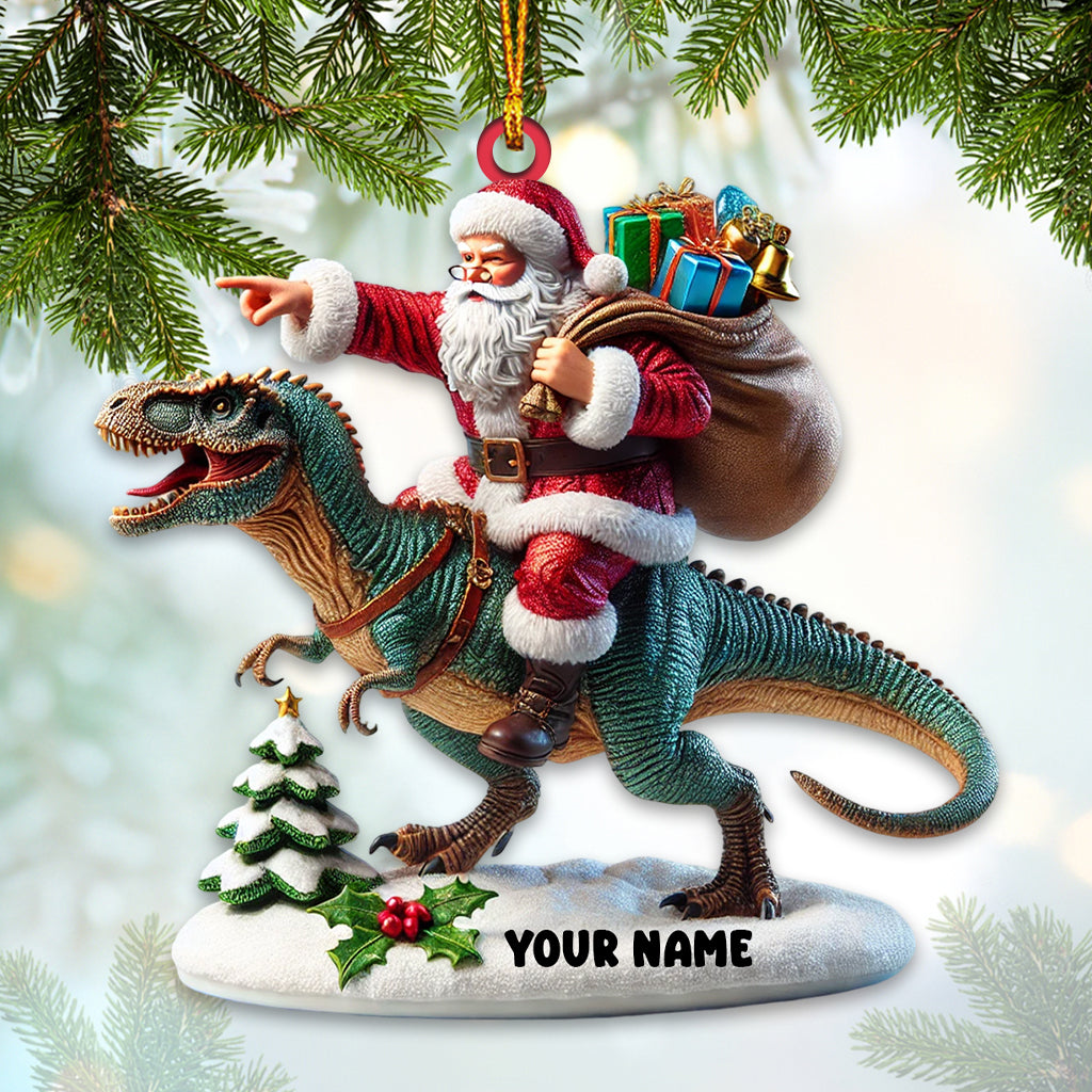 Blisscorners Santa Riding A Dinosaur Christmas Ornament, Personalized Ornament2D Flat LM2211