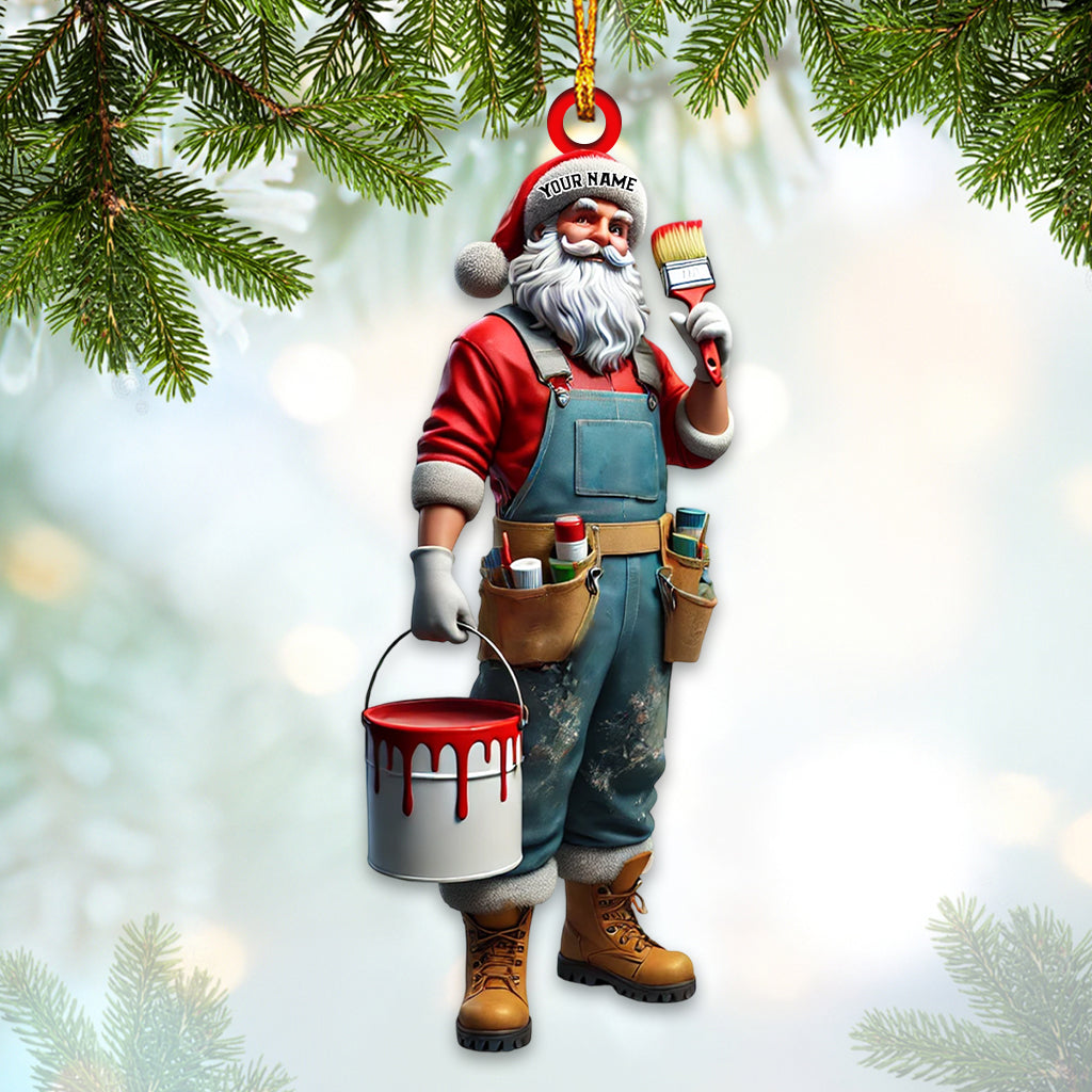 Blisscorners Santa The Painter Home Decor Christmas Ornament, Personalized Ornament2D Flat LM2211