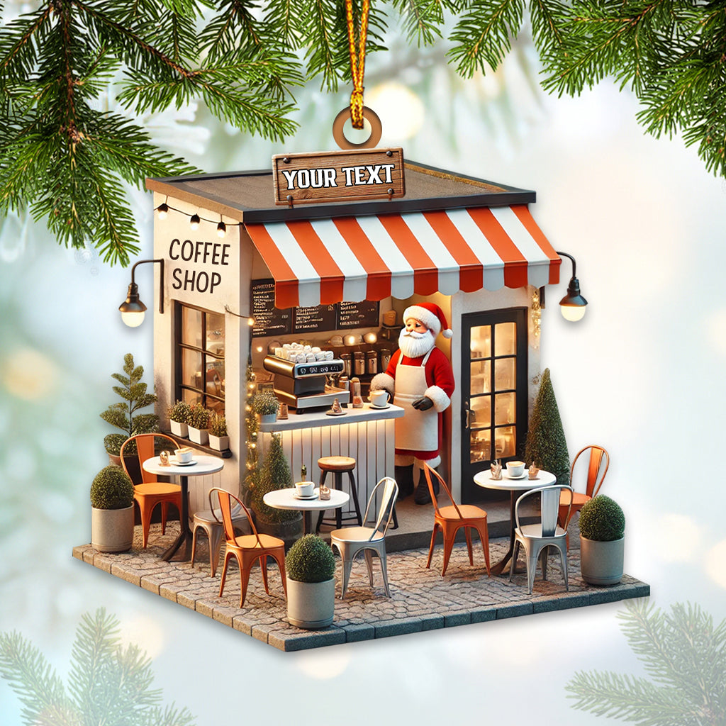 Blisscorners Coffee Shop Santa Christmas Ornament, Personalized Ornament2D Flat LM2211