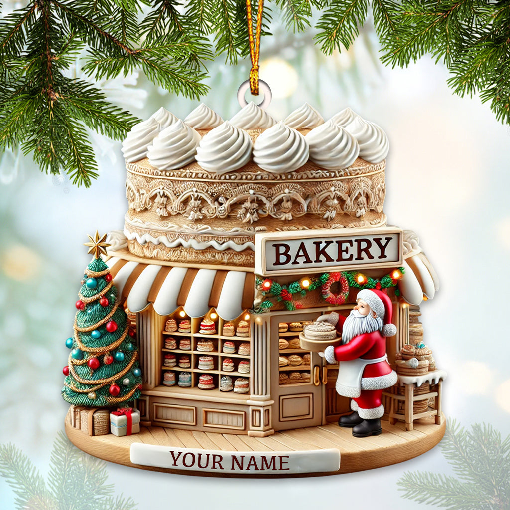 Blisscorners Santa Bakery Christmas Ornament, Personalized Ornament2D Flat LM2211