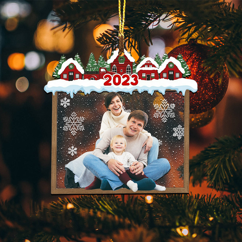 Blisscorners Christmas House Family - Custom Photo Christmas Gift - Personalized Acrylic Ornament2D Flat LM2111