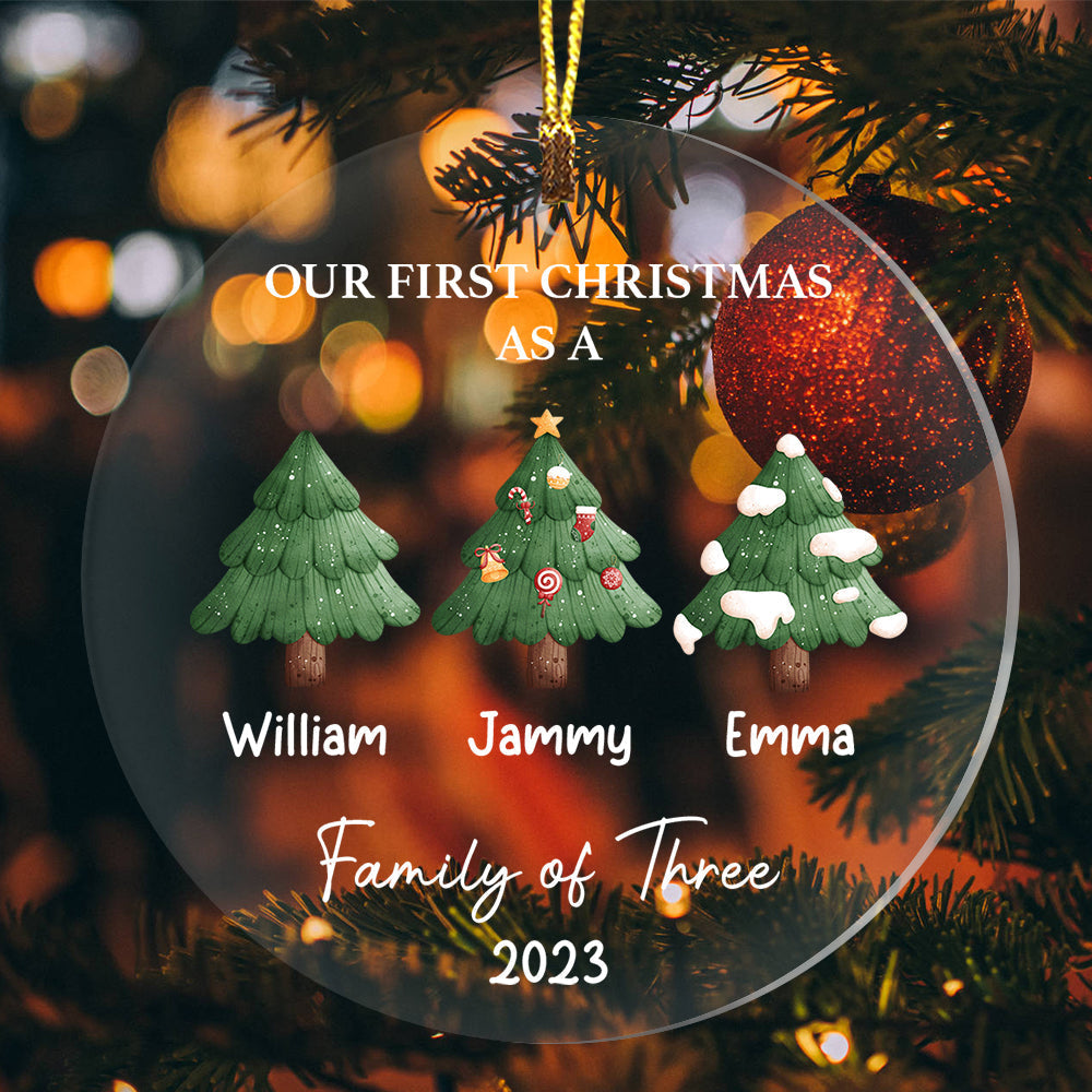 Blisscorners Merry Christmas As A Family, Xmas Tree- Personalized Acrylic Ornament, Christmas Gift For Family2D Flat LM2111