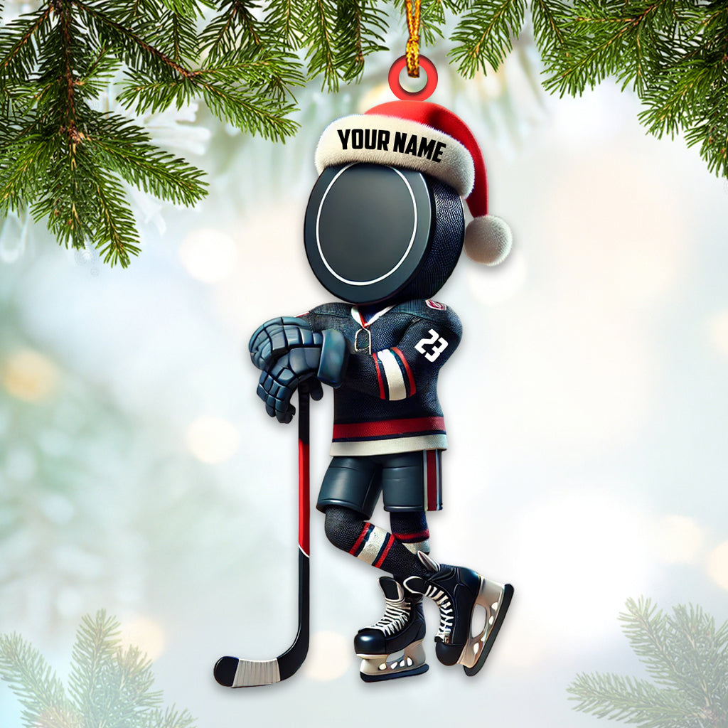 Blisscorners Custom Name Ice Hockey Ornament, Ice Hockey Christmas Giftss2D Flat LM2211