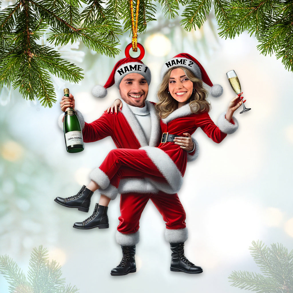 Blisscorners Custom Name and Photo Couple Ornament, Couple Christmas Gift2D Flat LM2111