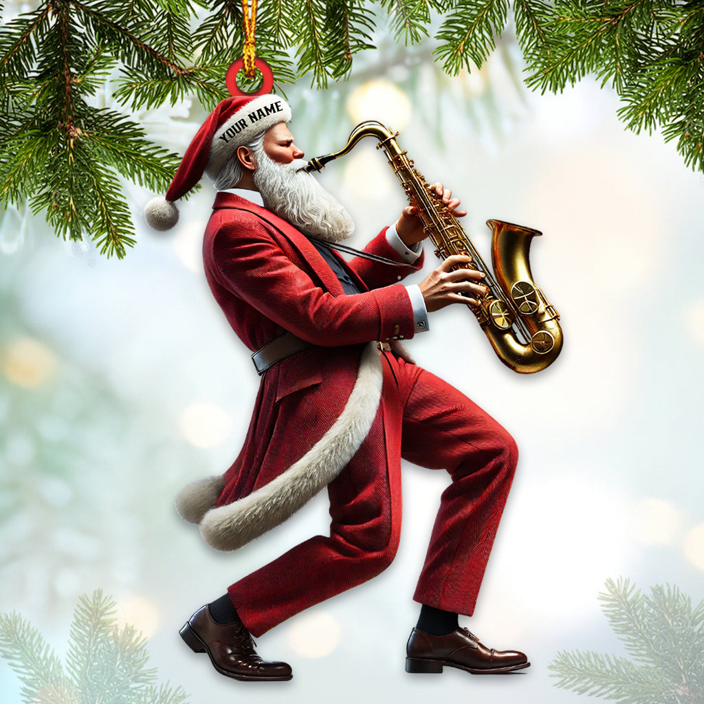 Blisscorners Santa Saxophone Christmas Ornament, Personalized Ornament2D Flat LM2211