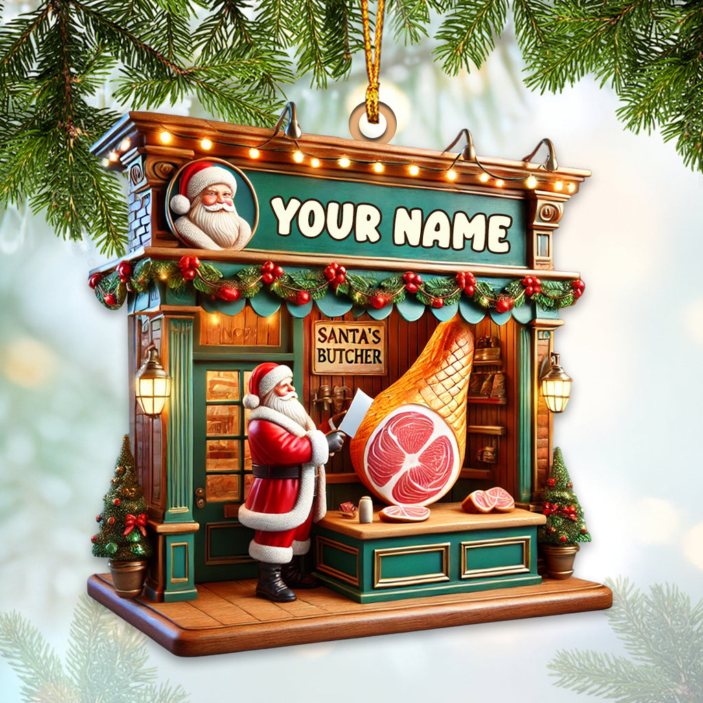 Blisscorners Custom Name Butcher Santa Ornament, Butcher Christmas Gift2D Flat LM2211