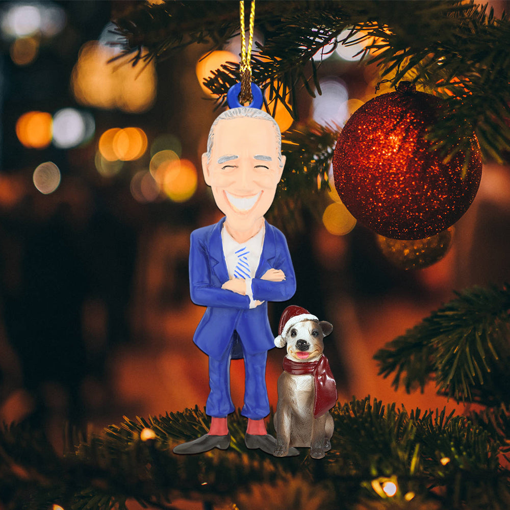 Blisscorners Joe Biden And Pet - Christmas Ornament - Gift For Christmas, Gift For Family Decor2D Flat LM2111