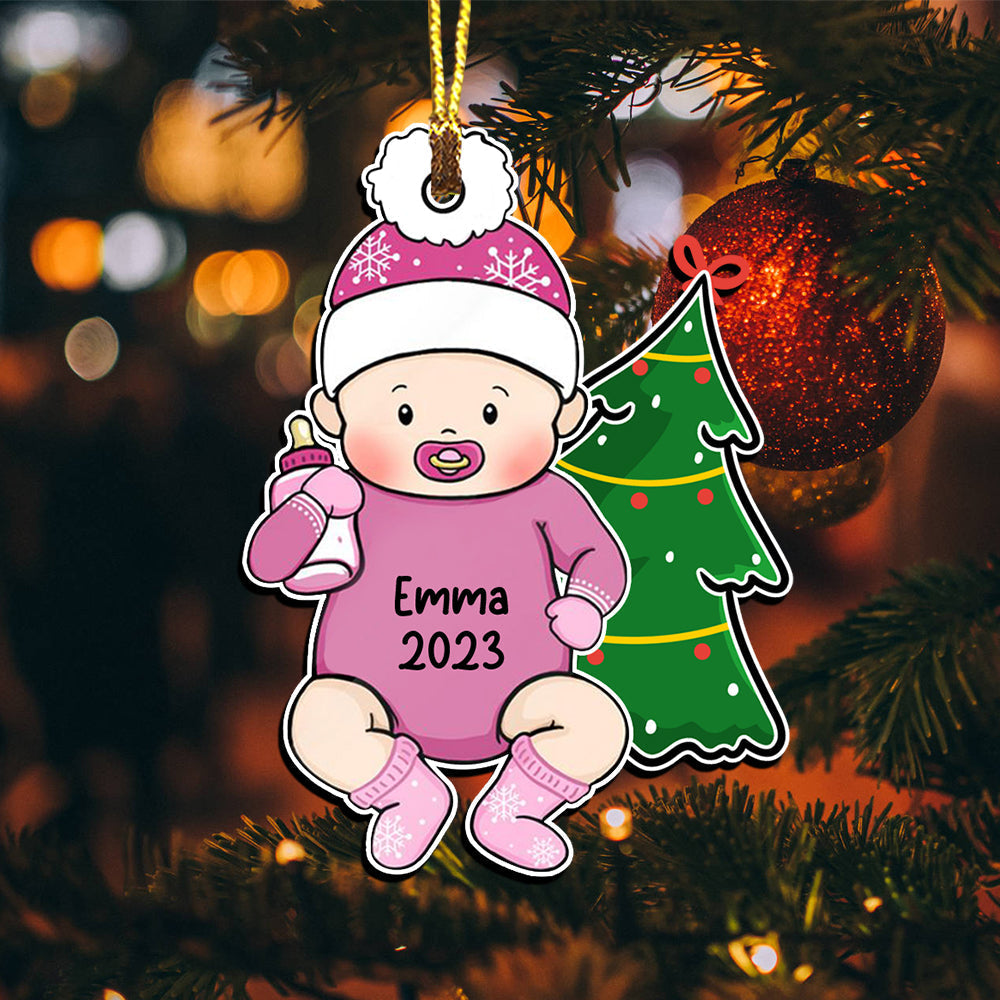 Blisscorners Xmas Baby - Custom Name, Personalized Acrylic Ornament - Gift For Christmas, Family Gift2D Flat LM2111