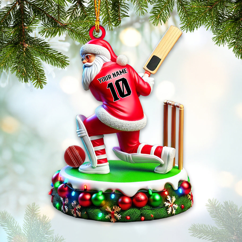 Blisscorners Custom Name Cricket Ball Ornament, Cricket Ball Lover Christmas Gift62D Flat LM2211