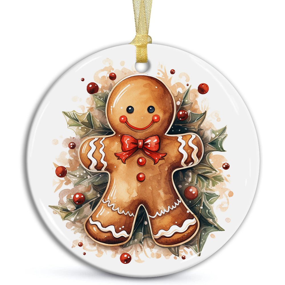 Blisscorners Personalized Xmas Background Ceramic Ornament - Gift For Christmas, Family Gift2D Flat LM2111