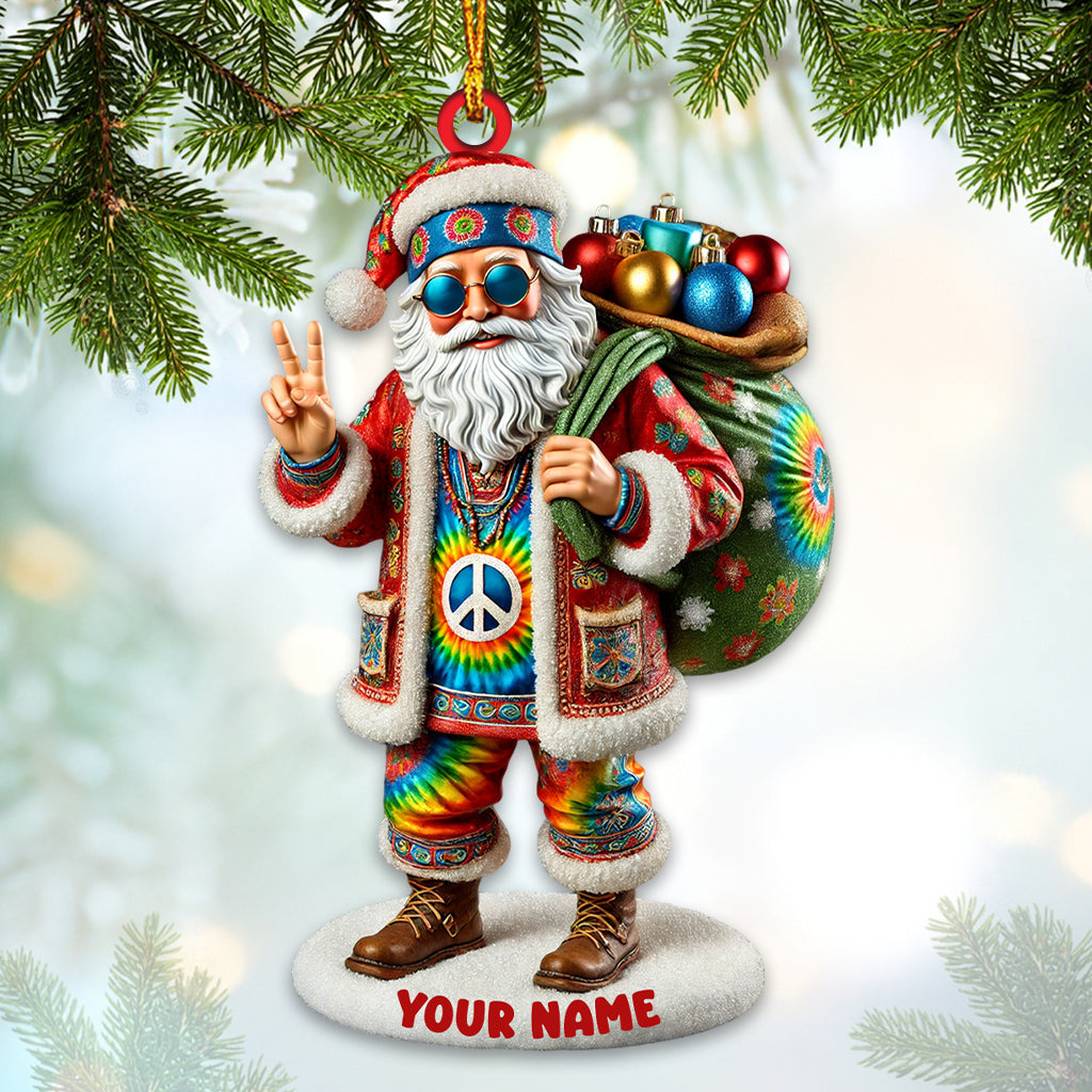 Blisscorners Hippie Santa Christmas Ornament, Personalized Ornament2D Flat LM2211