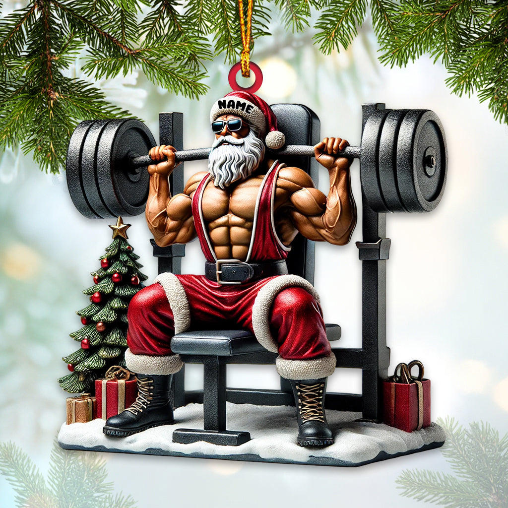 Blisscorners Custom Name Gym Work Out Santa Ornament, Gymnastics Christmas Gifts2D Flat LM2211