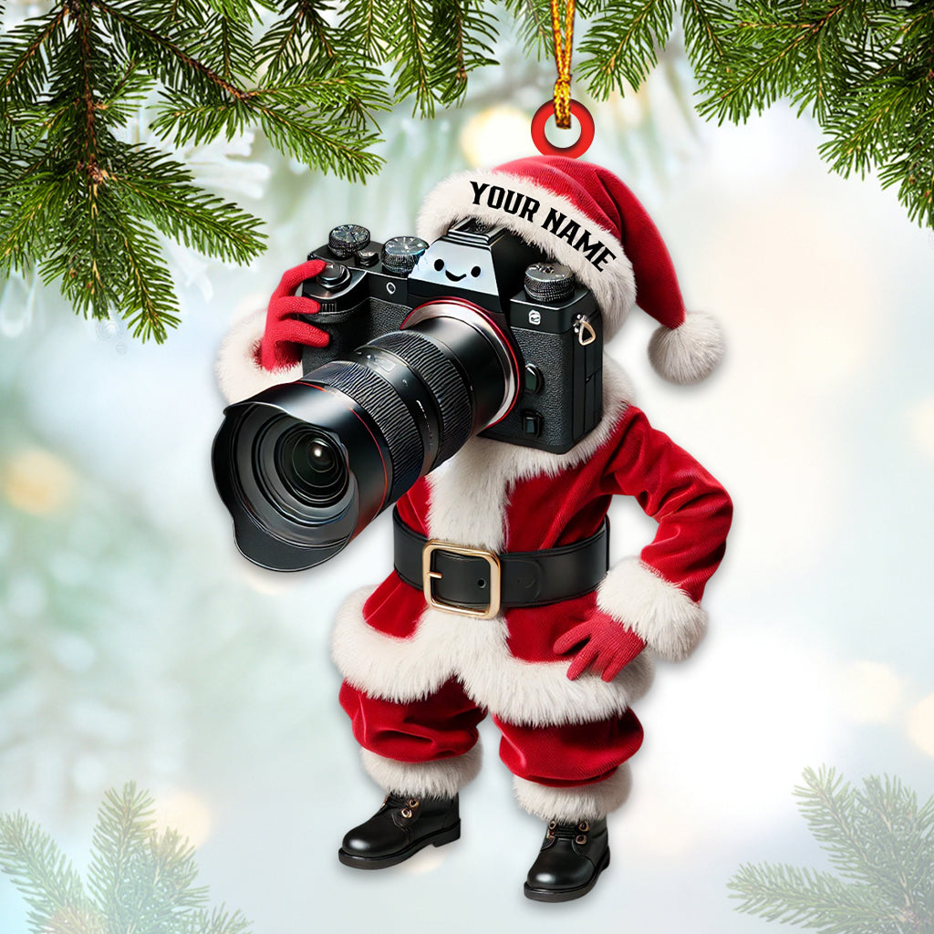 Blisscorners Custom Name Photographer Santa Ornament, Photographer Christmas Gift Decoration162D Flat LM2111