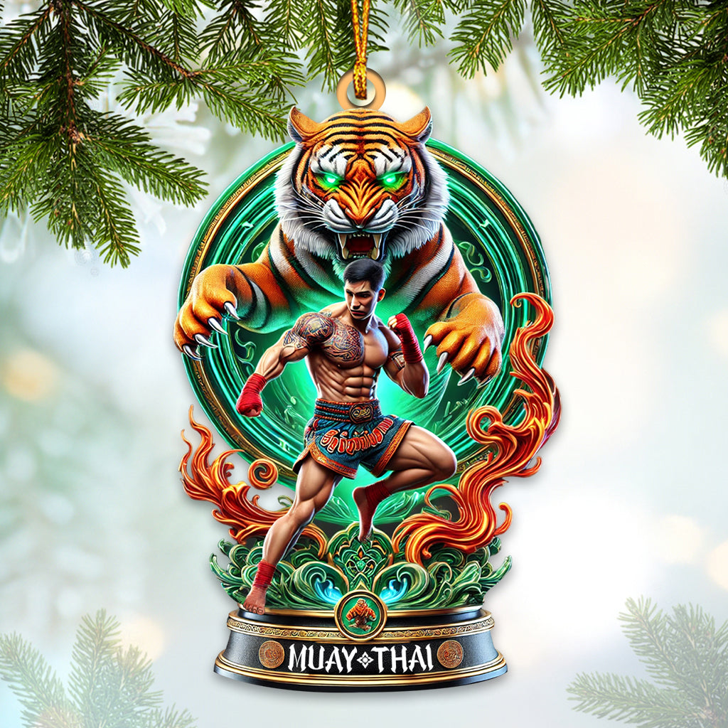 Blisscorners Custom Name Muay Thai Ornament, Muay Thai Santa Christmas Gift2D Flat LM2111